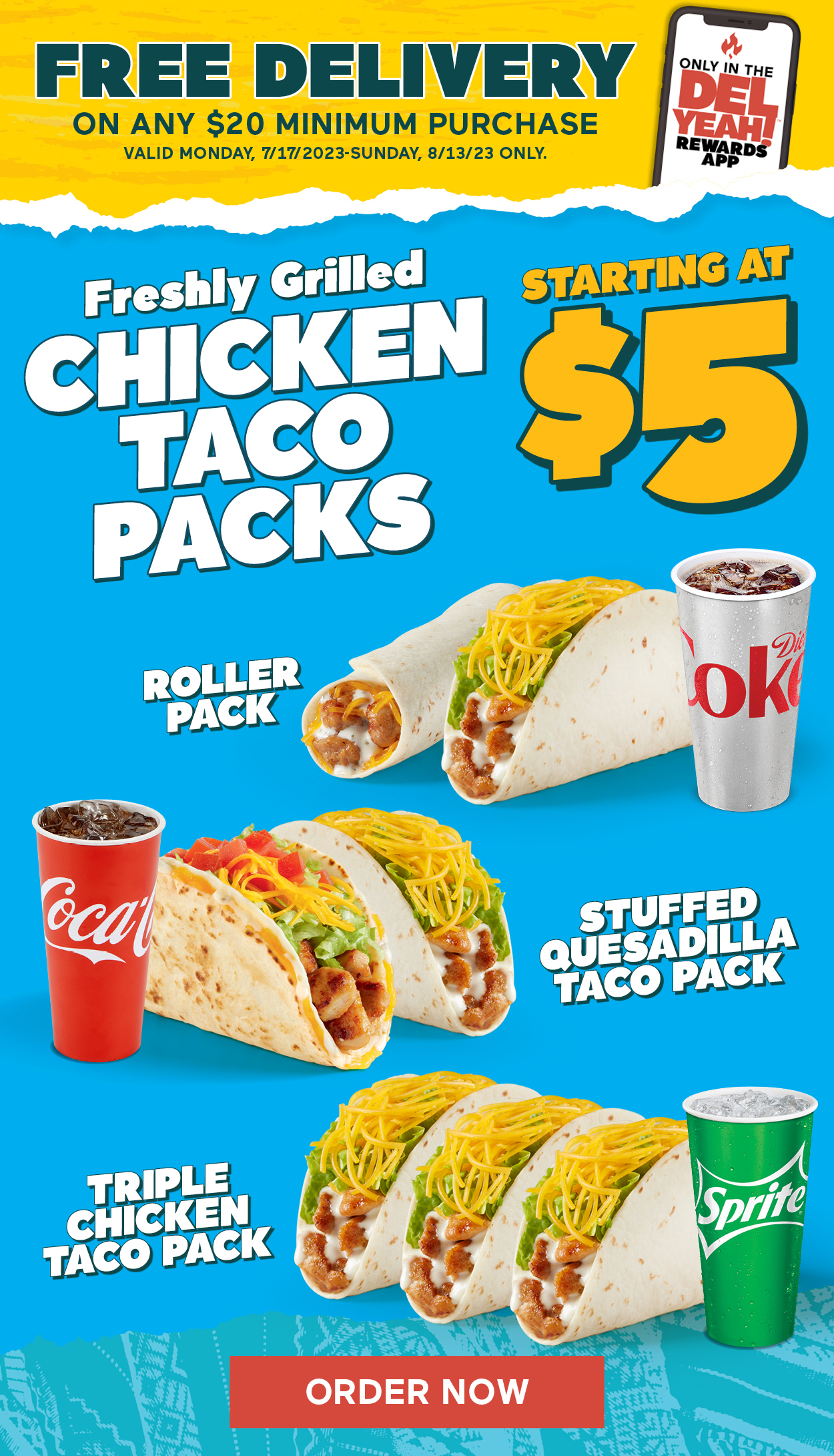 The weekend s not over yet Enjoy FREE DELivery tonight Del Taco